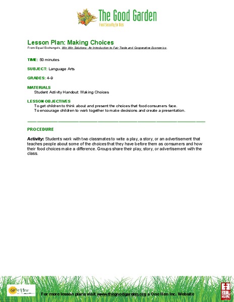 Making Choices Lesson Plan