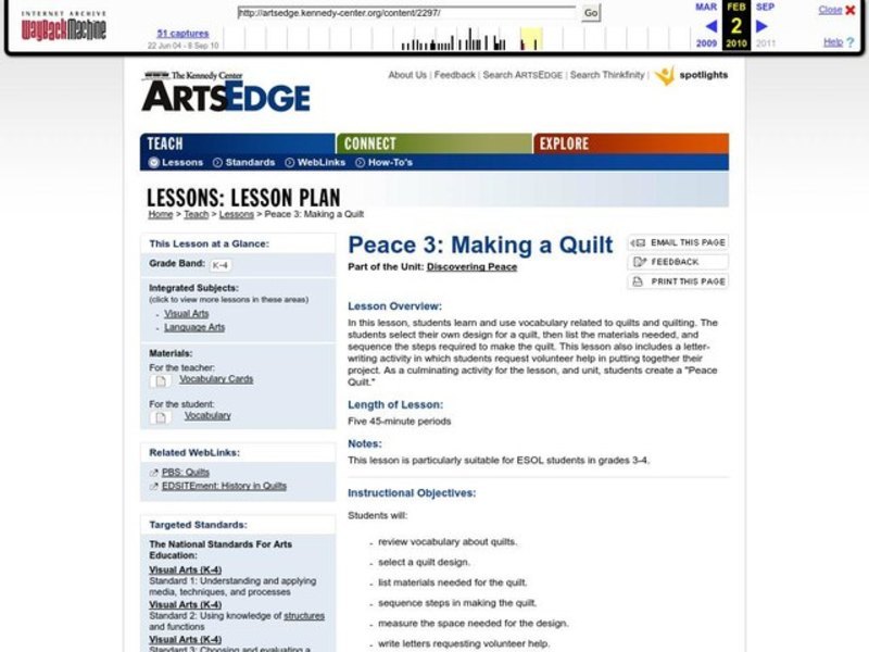 Making a Quilt Lesson Plan