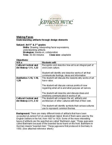Making Faces Lesson Plan