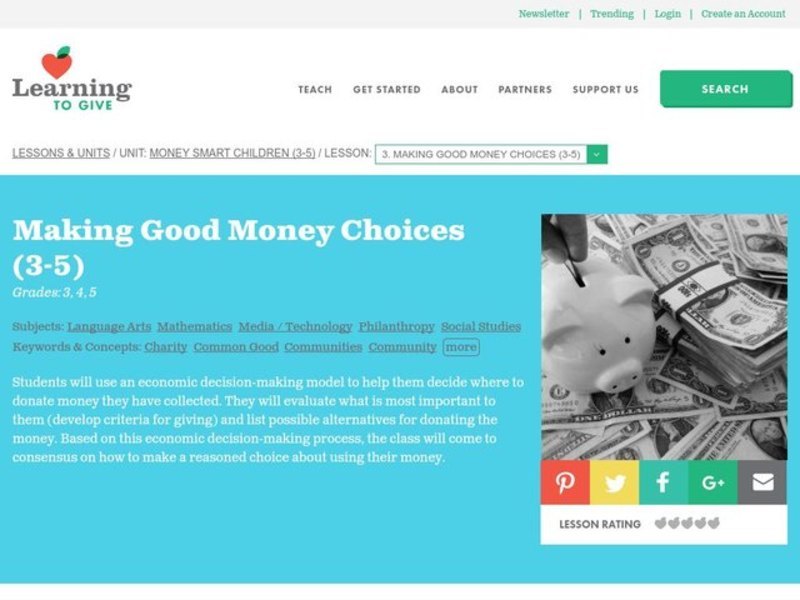Making Good Money Choices Lesson Plan