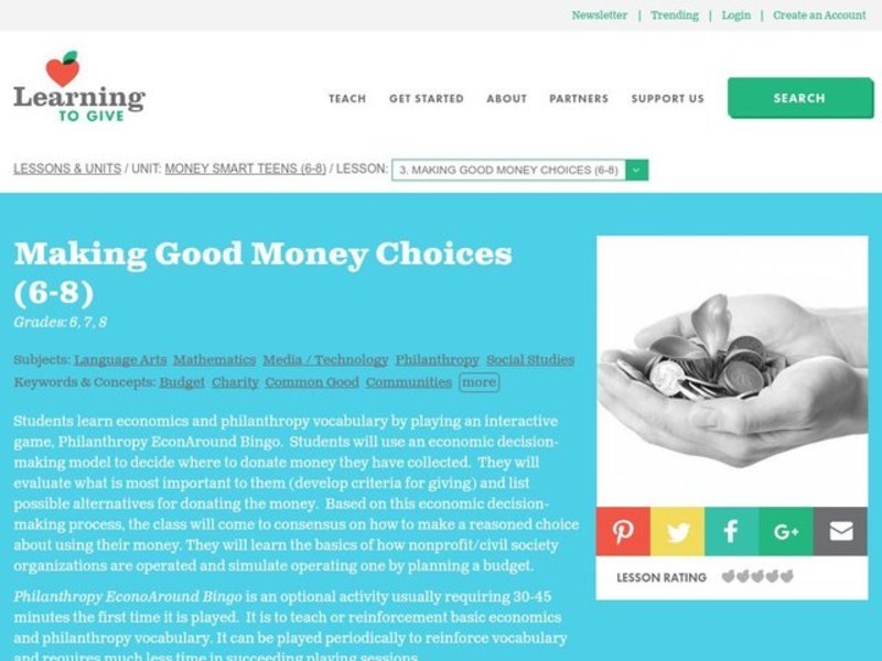 Making Good Money Choices Lesson Plan