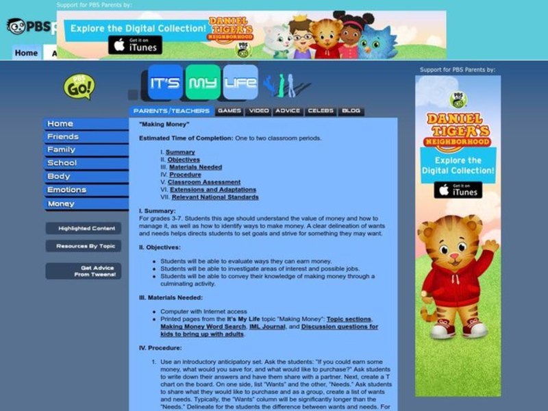 Making Money Lesson Plan