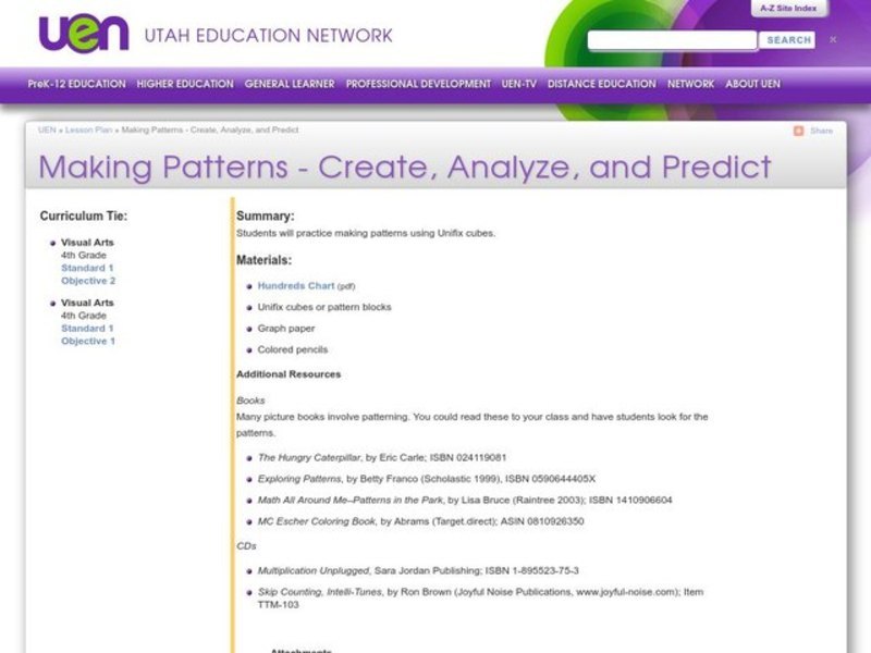 Making Patterns - Create, Analyze, and Predict Lesson Plan