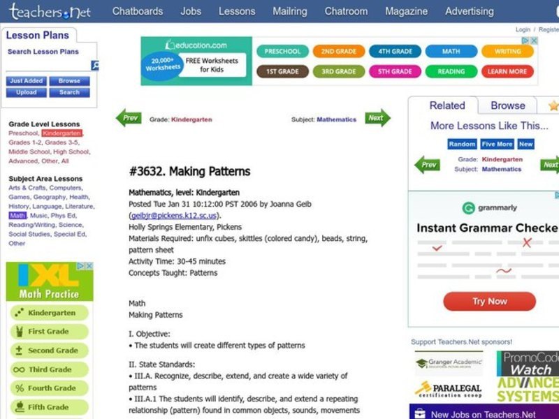 Making Patterns Lesson Plan