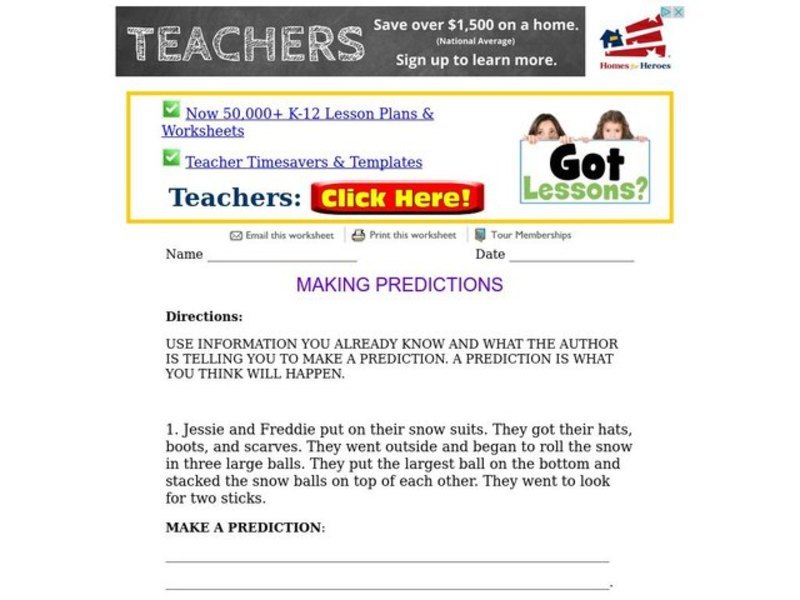Making Predictions Worksheet