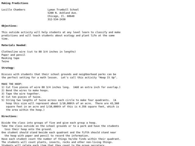 Making Predictions Lesson Plan