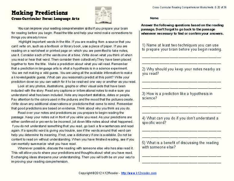 Making Predictions Worksheet