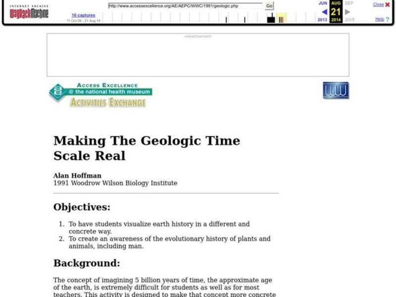 Making The Geologic Time Scale Real Lesson Plan