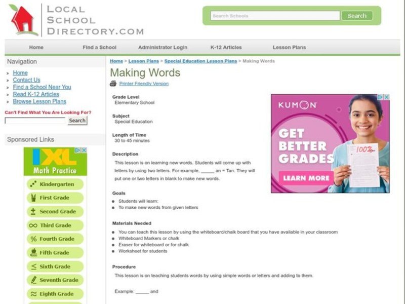 Making Words Lesson Plan