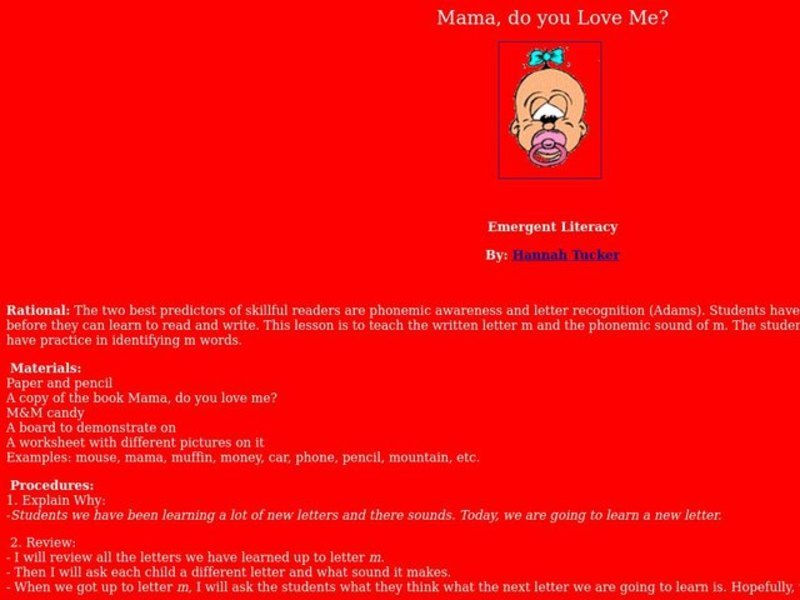 Mama, Do You Love Me? Lesson Plan