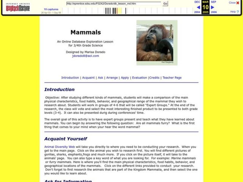 Mammals Lesson Plan