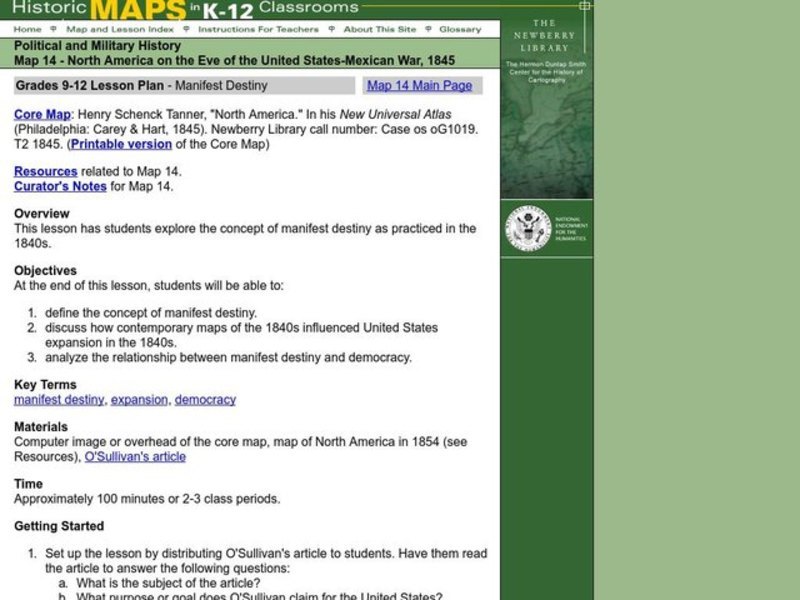 Manifest Destiny Lesson Plan