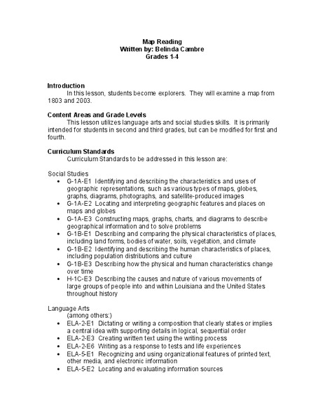Map Reading Lesson Plan
