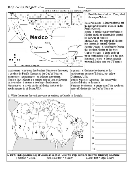 Map Skills Worksheet