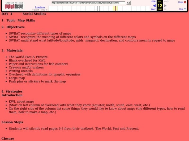 Map Skills Lesson Plan
