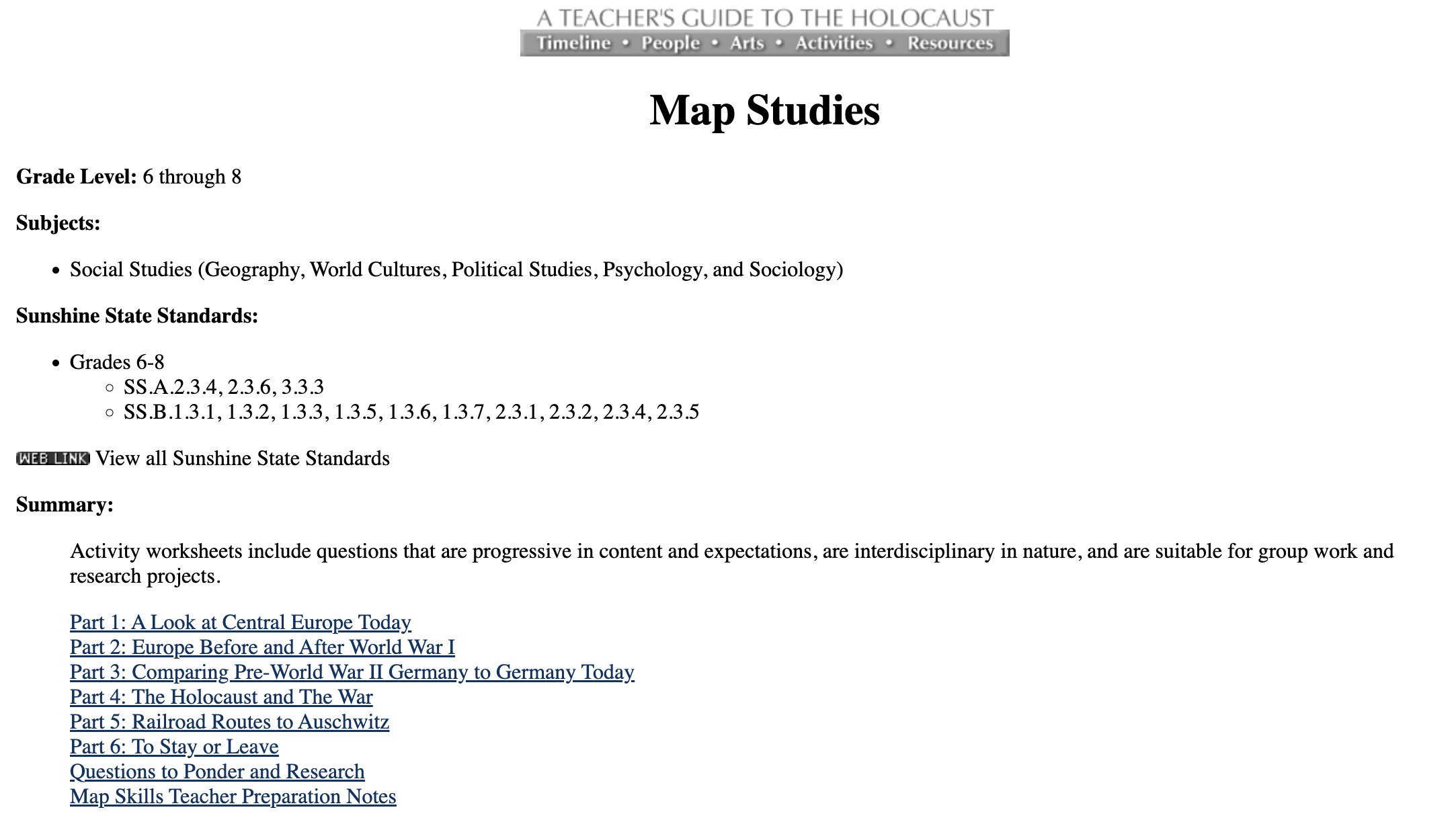 Map Studies Lesson Plan