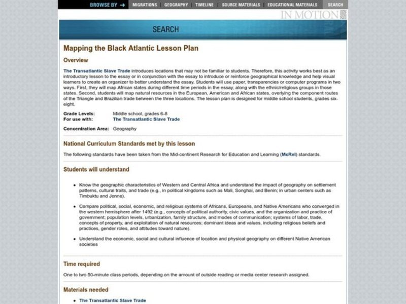 MAPPING THE BLACK ATLANTIC Lesson Plan