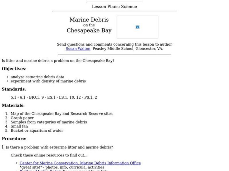 Marine Debris on the Chesapeake Bay Lesson Plan