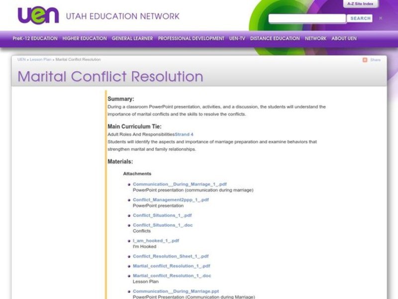Marital Conflict Resolution Lesson Plan