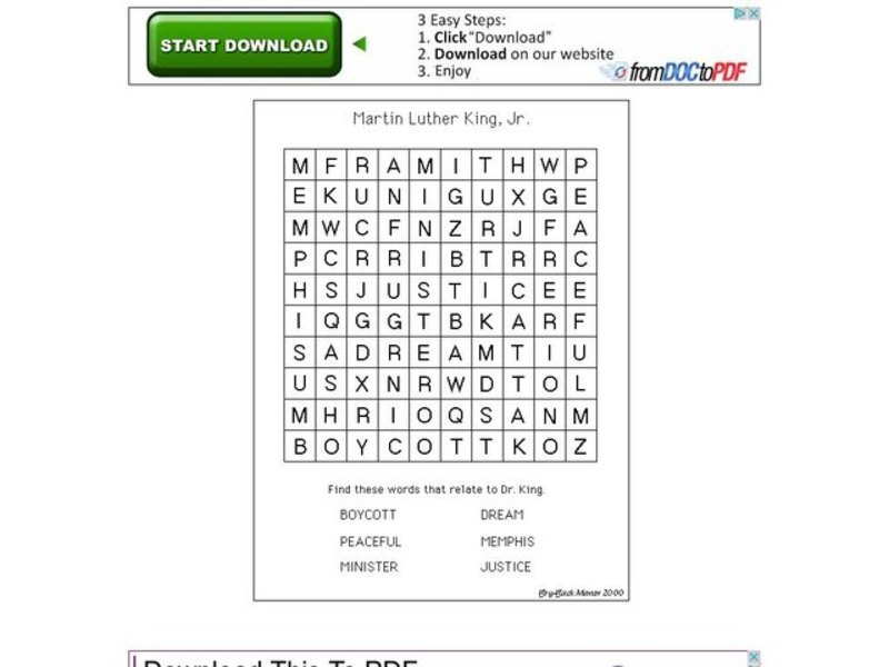Martin Luther King Worksheet