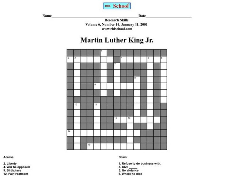 Martin Luther King Jr. Worksheet