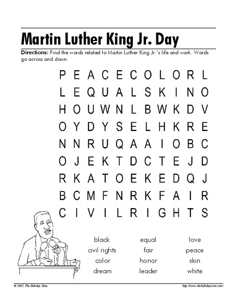 Martin Luther King Jr. Day Worksheet
