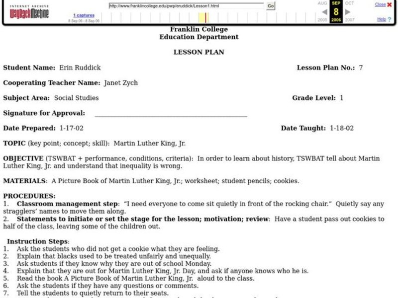 Martin Luther King, Jr. Lesson Plan