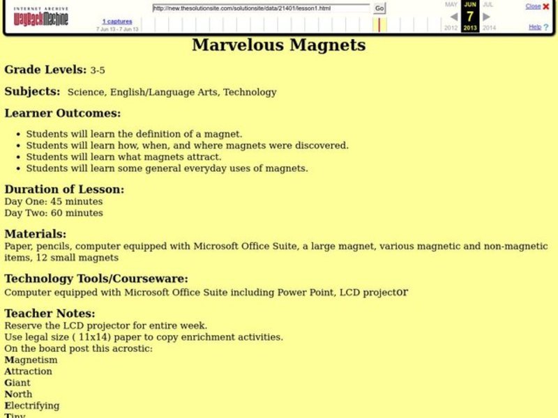Marvelous Magnets Lesson Plan