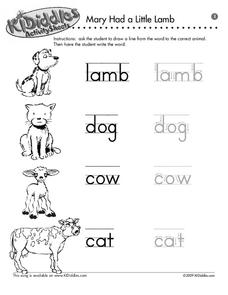 Mary Had a Little Lamb Worksheet