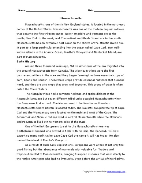 Massachusetts Worksheet