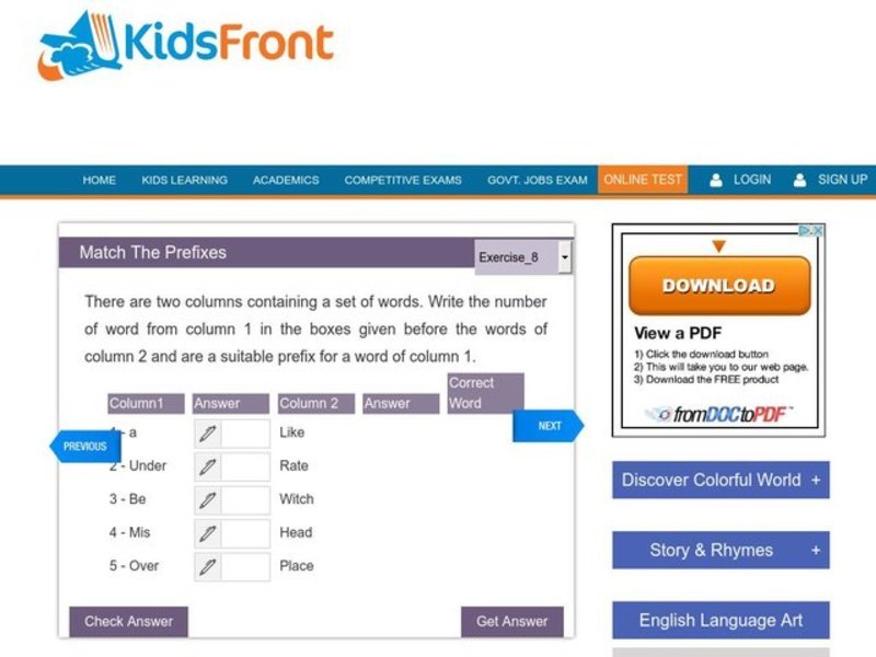 Match the prefixes Interactive
