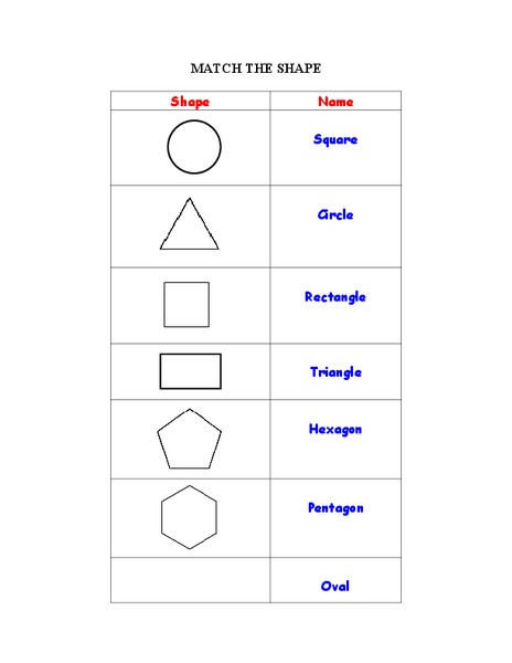 Match the Shape Worksheet