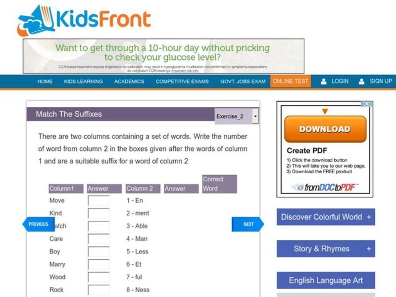 Match the Suffixes Interactive