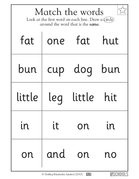 Match the Words Worksheet