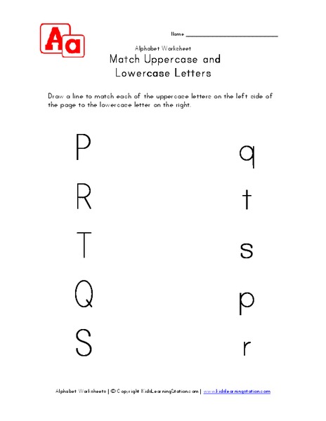Match Uppercase and Lowercase Letters Worksheet