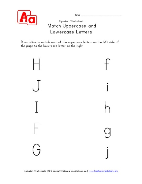 Match Uppercase and Lowercase Letters Worksheet