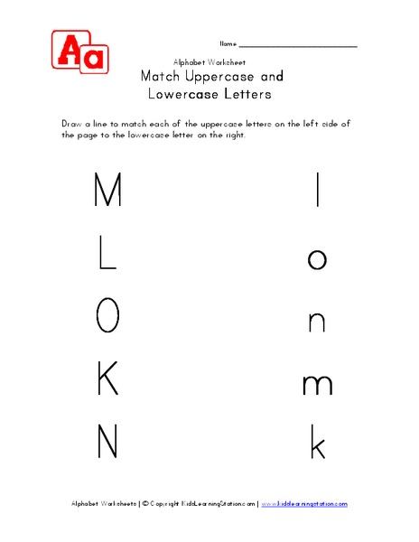 Match Uppercase and Lowercase Letters Worksheet