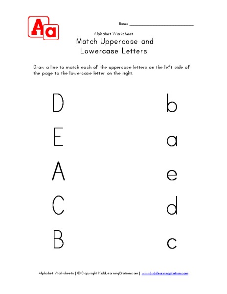 Match Uppercase and Lowercase Letters Worksheet