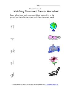 Matching Consonant Blends Worksheet Worksheet