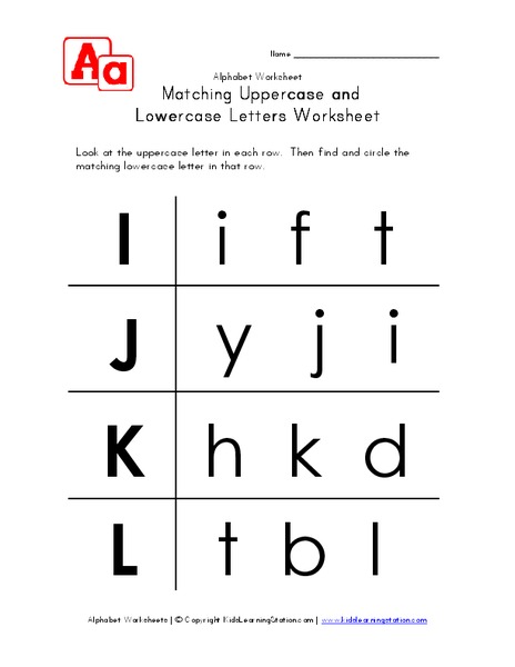 Matching Uppercase and Lowercase Letters Worksheet Worksheet