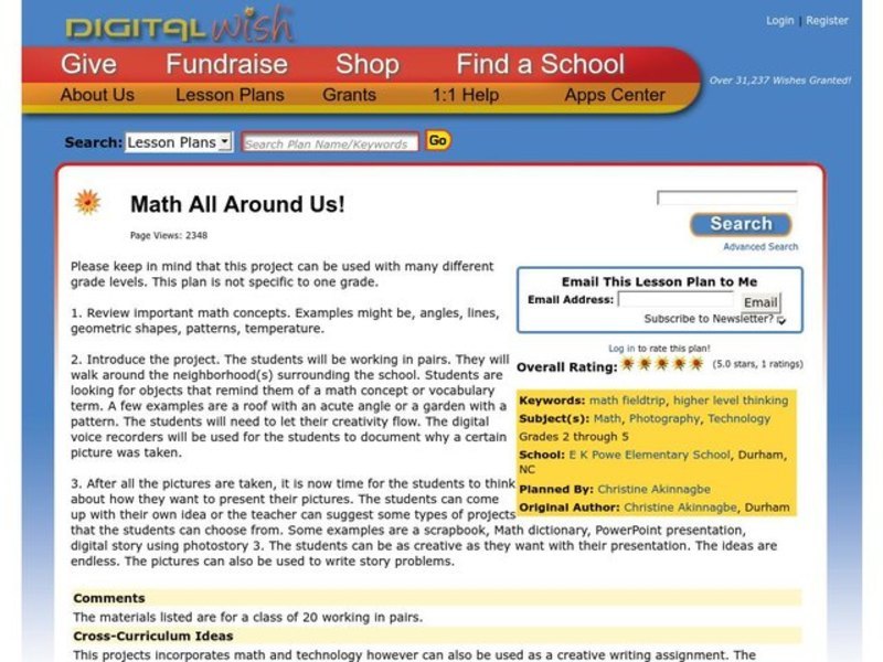 Math All Around Us! Lesson Plan