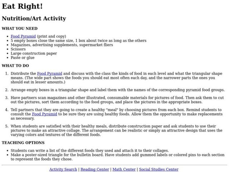Eat Right! Lesson Plan