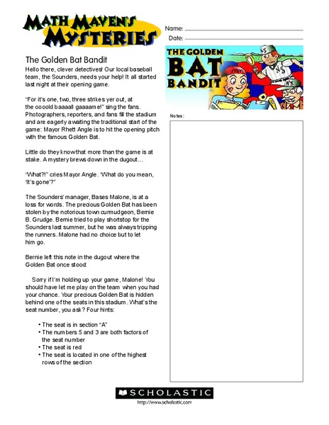 Math Maven's Mysteries Worksheet