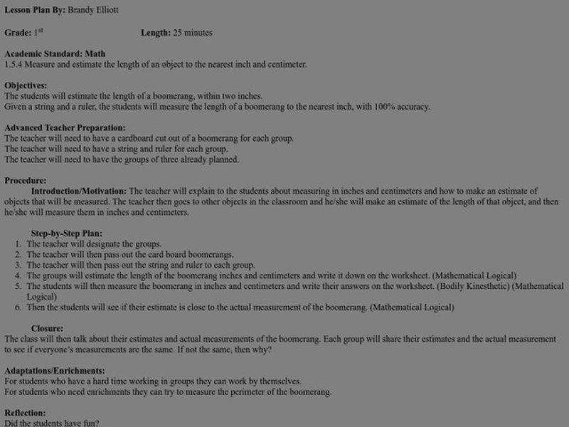 Math Lesson Plan Lesson Plan