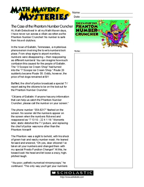 Math Maven's Mysteries Worksheet