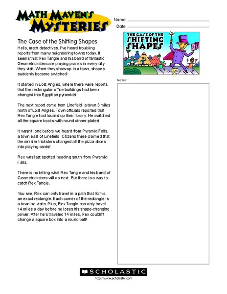 Math Maven's Mysteries Worksheet