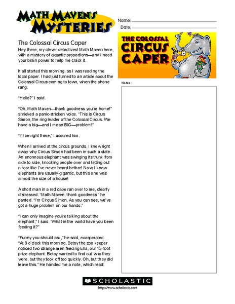 Math Maven's Mysteries Worksheet