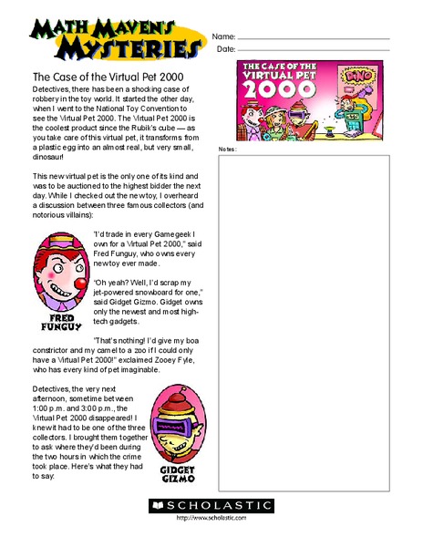 Math Maven's Mysteries Worksheet