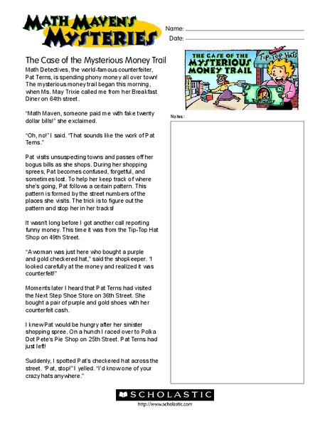 Math Maven's Mysteries Worksheet