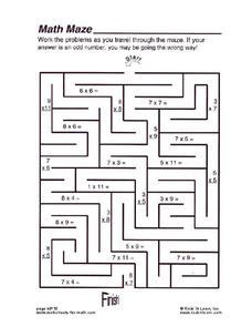 Math Maze Worksheet